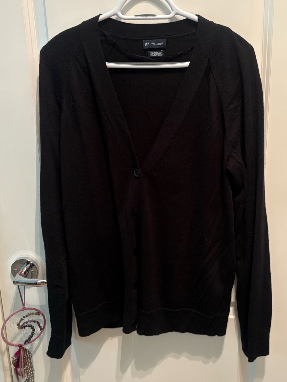 GAP Black Button-Front V-Neck Cardigan
